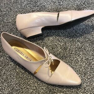 Amanda Smith Dusty-pink Pointed-Toe Flats with Bow Detail